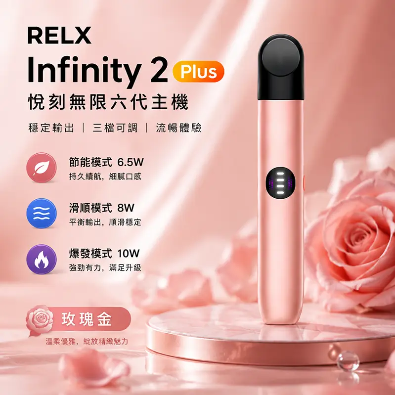 RELX六代電子煙主機-悅刻無限吸力｜三段功率調節｜玫瑰金配色